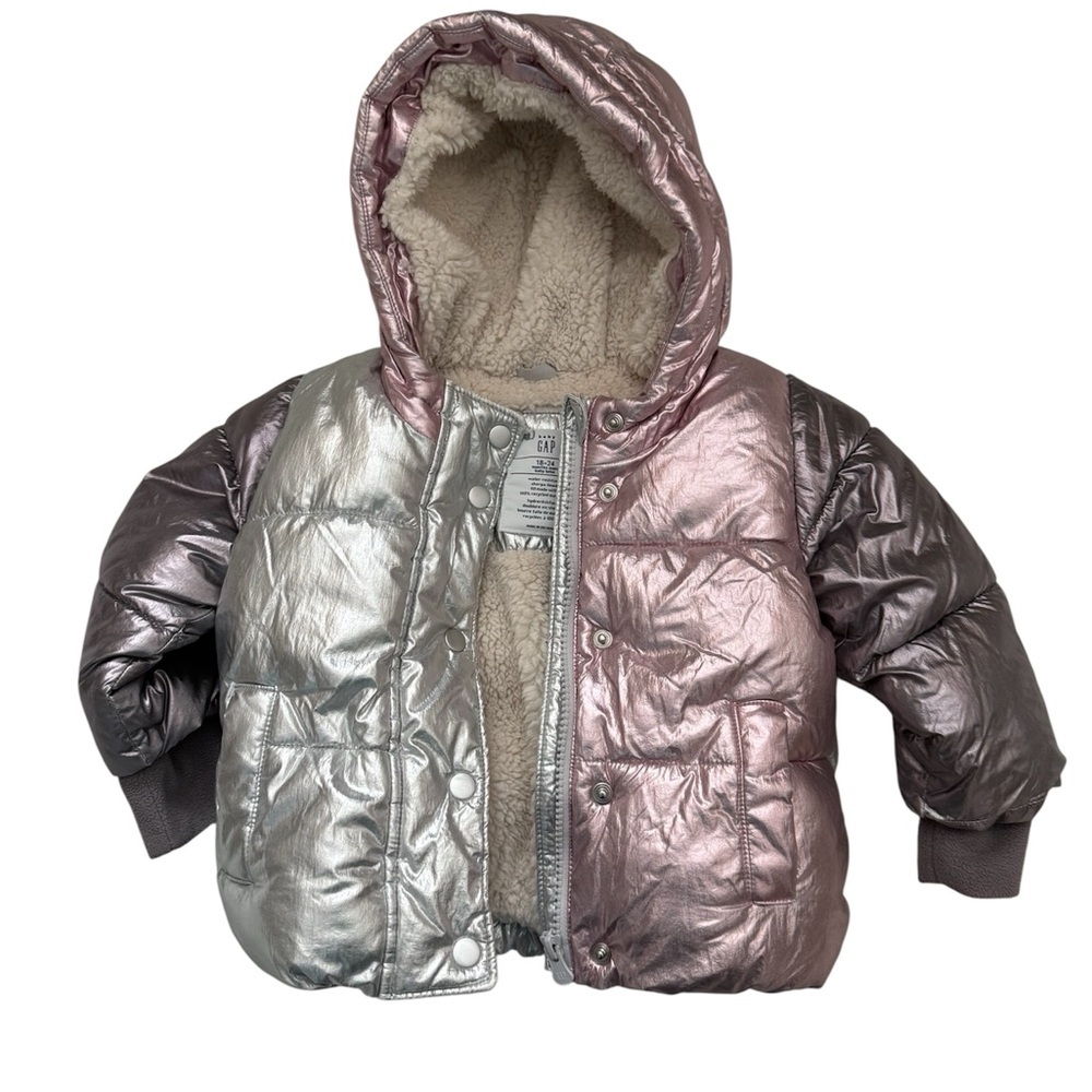 GAP Metallic Puffer Jacket Sherpa Lining
